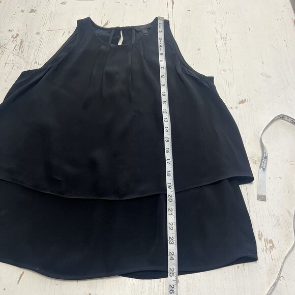 J. Crew Black Layered Sleeveless Blouse Top Women’s Size 2 Pleated Chiffon - Picture 6 of 10